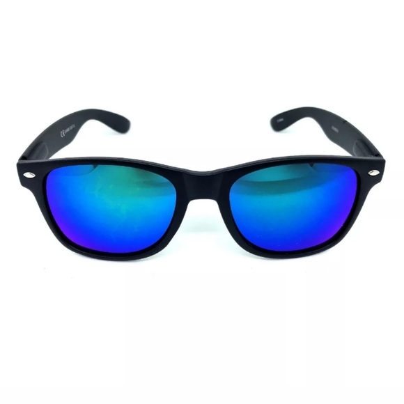 New Black Matte Mirrored Wayfarer Sunglasses - Picture 1 of 2
